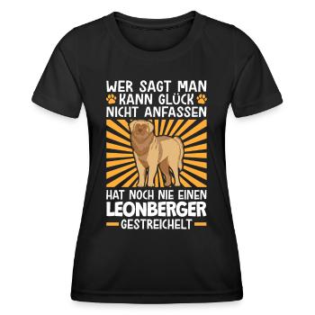 Leonberger streicheln deutscher Wachhund - Frauen Funktions-T-Shirt - Schwarz - Vorne - AI Model Female 172 light (172cm)
