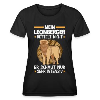 Mein Leonberger bettelt nicht deutscher Wachhund - Frauen Funktions-T-Shirt - Schwarz - Vorne - AI Model Female 172 light (172cm)