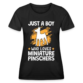 Garçon le pinscher nain aime Pinscher - T-shirt sport Femme - noir - Devant - AI Model Female 172 light (172cm)