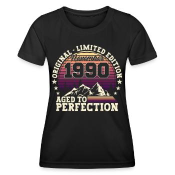 November vintage 1990 - 32nd birthday gift - Women's Functional T-Shirt - black - Front - AI Model Female 172 light (172cm)