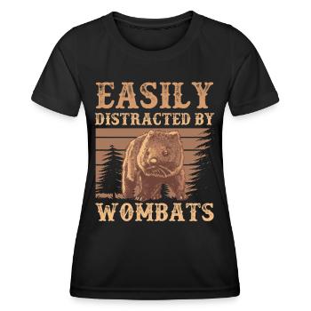 Abgelenkt durch Wombat Australien Beuteltier - Frauen Funktions-T-Shirt - Schwarz - Vorne - AI Model Female 172 light (172cm)