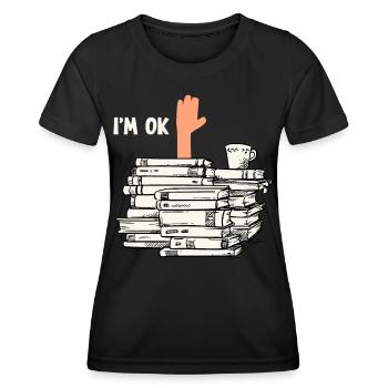 Lire des livres - T-shirt sport Femme - noir - Devant - AI Model Female 172 light (172cm)