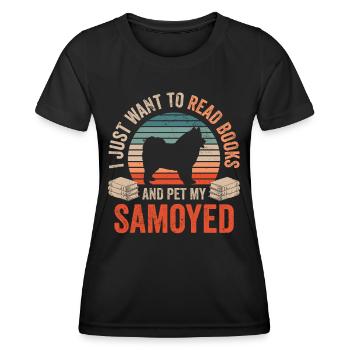 Lire et caresser Samoyède Samoyède - T-shirt sport Femme - noir - Devant - AI Model Female 172 light (172cm)
