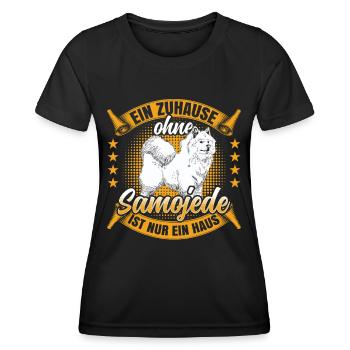 Samojede ist nur ein Haus Samojedenspitz - Frauen Funktions-T-Shirt - Schwarz - Vorne - AI Model Female 172 light (172cm)