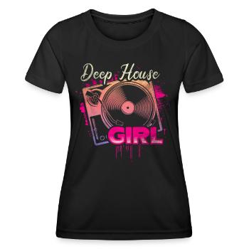 Deep House Musik Girl Disc Jockey - Frauen Funktions-T-Shirt - Schwarz - Vorne - AI Model Female 172 light (172cm)