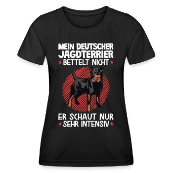 Mein Jagdterrier bettelt nicht Jagdhund - Frauen Funktions-T-Shirt - Schwarz - Vorne - AI Model Female 172 light (172cm)