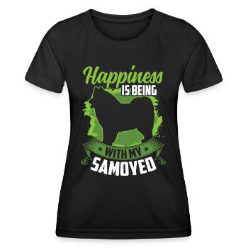 Samojede ist glücklich sein Samojedenspitz - Frauen Funktions-T-Shirt - Schwarz - Vorne - AI Model Female 172 light (172cm)