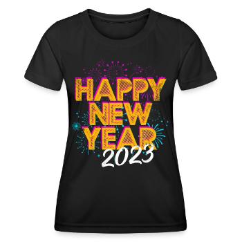 Bonne Année 2023 Réveillon du Nouvel An Nouvel An - T-shirt sport Femme - noir - Devant - AI Model Female 172 light (172cm)