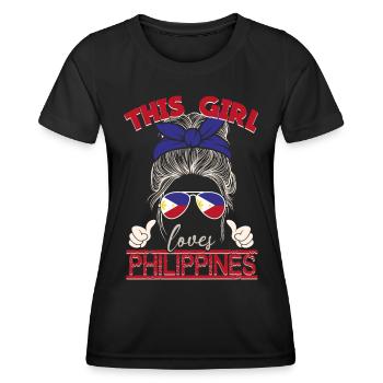 Philippinen Frau - Frauen Funktions-T-Shirt - Schwarz - Vorne - AI Model Female 172 light (172cm)