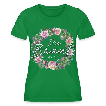 T-Shirt Braut Kostüm JGA Frauen Poltern - Frauen Funktions-T-Shirt - Kelly Green - Vorne - AI Model Female 172 dark (172cm)