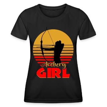 Bogenschützin Bogenschiessen - Frauen Funktions-T-Shirt - Schwarz - Vorne - AI Model Female 172 light (172cm)