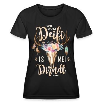 Ersatz Dirndl T-Shirt Trachten Trachtenshirt Damen - Frauen Funktions-T-Shirt - Schwarz - Vorne - AI Model Female 172 light (172cm)