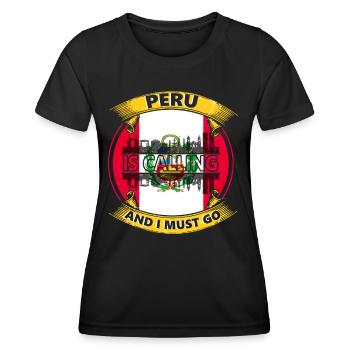 Drapeau du Pérou - T-shirt sport Femme - noir - Devant - AI Model Female 172 light (172cm)