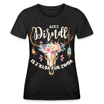 Dirndl Schwangerschaft Umstandsdirndl Tracht - Frauen Funktions-T-Shirt - Schwarz - Vorne - AI Model Female 172 light (172cm)