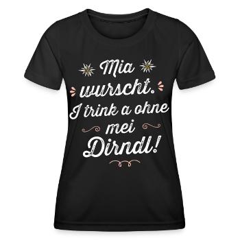 Ersatz Dirndl Shirt Trachtenshirt Damen Saufen - Frauen Funktions-T-Shirt - Schwarz - Vorne - AI Model Female 172 light (172cm)