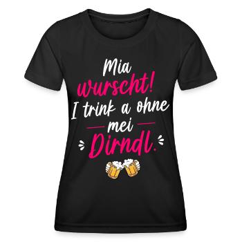 Ersatz Dirndl Shirt Trachten Trachtenshirt Damen - Frauen Funktions-T-Shirt - Schwarz - Vorne - AI Model Female 172 light (172cm)