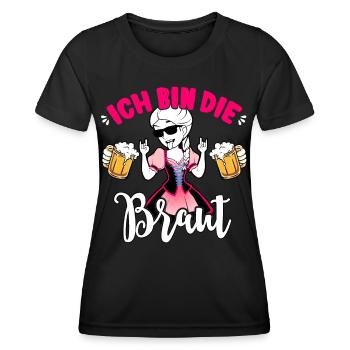 JGA Outfit Braut T-Shirt Junggesellinnenabschied - Frauen Funktions-T-Shirt - Schwarz - Vorne - AI Model Female 172 light (172cm)