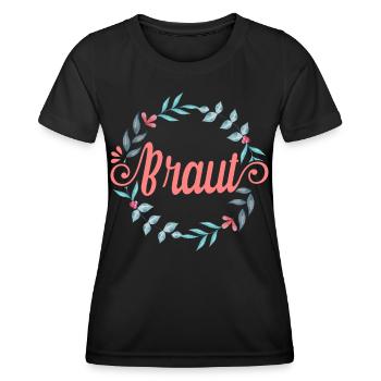 JGA T-Shirt Braut Outfit Junggesellinnenabschied - Frauen Funktions-T-Shirt - Schwarz - Vorne - AI Model Female 172 light (172cm)