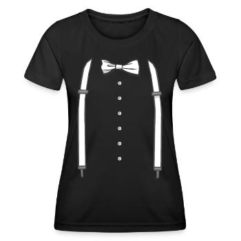 Fake Anzug Aufdruck JGA Männer Karveval Kostüm - Frauen Funktions-T-Shirt - Schwarz - Vorne - AI Model Female 172 light (172cm)