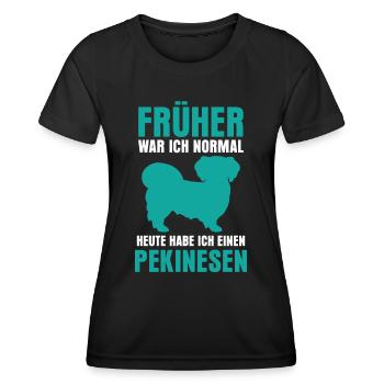 Pekinese früher normal Peking-Palasthund - Frauen Funktions-T-Shirt - Schwarz - Vorne - AI Model Female 172 light (172cm)