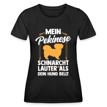 Pekinese schnarcht lauter Peking-Palasthund - Frauen Funktions-T-Shirt - Schwarz - Vorne - AI Model Female 172 light (172cm)