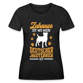 Deutscher Jagdterrier ist mein Zuhause - Frauen Funktions-T-Shirt - Schwarz - Vorne - AI Model Female 172 light (172cm)