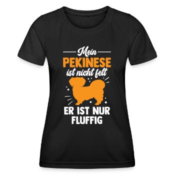 Pekinese ist nicht fett Peking-Palasthund - Frauen Funktions-T-Shirt - Schwarz - Vorne - AI Model Female 172 light (172cm)