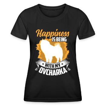 Ovcharka est chanceux chien de berger du Caucase - T-shirt sport Femme - noir - Devant - AI Model Female 172 light (172cm)
