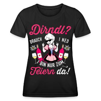 Trachtenshirt Damen Trachten T-Shirt Dirndl Saufen - Frauen Funktions-T-Shirt - Schwarz - Vorne - AI Model Female 172 light (172cm)