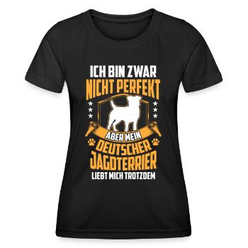 Deutscher Jagdterrier ist nicht perfekt - Frauen Funktions-T-Shirt - Schwarz - Vorne - AI Model Female 172 light (172cm)