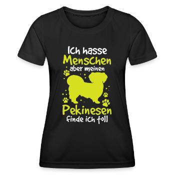 Pekinese finde ich toll Peking-Palasthund - Frauen Funktions-T-Shirt - Schwarz - Vorne - AI Model Female 172 light (172cm)