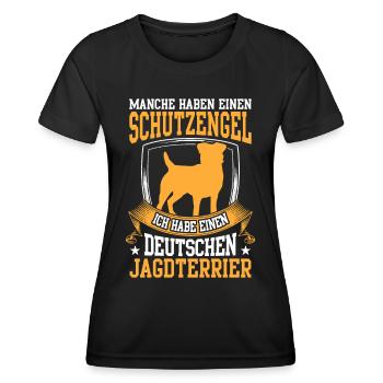 Deutscher Jagdterrier ist mein Schutzengel - Frauen Funktions-T-Shirt - Schwarz - Vorne - AI Model Female 172 light (172cm)