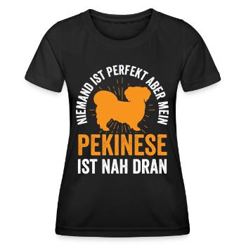 Pekinese ist perfekt Peking-Palasthund - Frauen Funktions-T-Shirt - Schwarz - Vorne - AI Model Female 172 light (172cm)