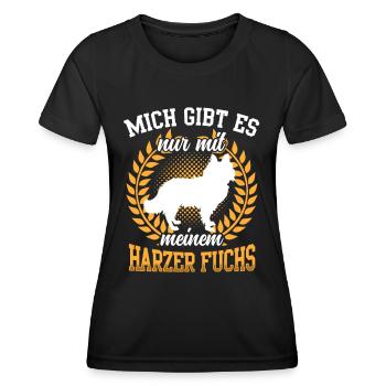 Nur mit Harzer Fuchs altdeutscher Hütefuchs - Frauen Funktions-T-Shirt - Schwarz - Vorne - AI Model Female 172 light (172cm)