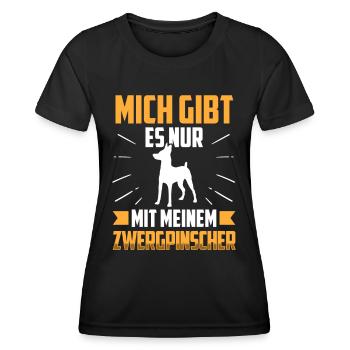 Nur mit meinem Zwergpinscher Pinscher - Frauen Funktions-T-Shirt - Schwarz - Vorne - AI Model Female 172 light (172cm)