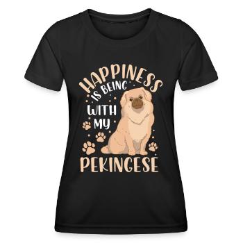 Pekinese macht glücklich Peking-Palasthund - Frauen Funktions-T-Shirt - Schwarz - Vorne - AI Model Female 172 light (172cm)