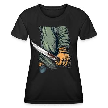 Serienmörder Kostüm Halloween Horror Monster - Frauen Funktions-T-Shirt - Schwarz - Vorne - AI Model Female 172 light (172cm)