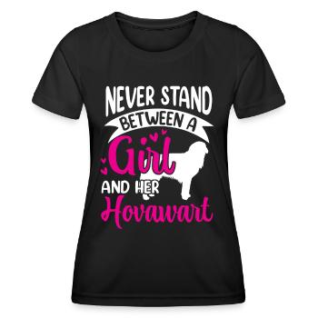 Mädchen und ihr Hovawart Derber Bauernhund - Frauen Funktions-T-Shirt - Schwarz - Vorne - AI Model Female 172 light (172cm)