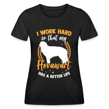 Arbeite für Hovawart Derber Bauernhund - Frauen Funktions-T-Shirt - Schwarz - Vorne - AI Model Female 172 light (172cm)