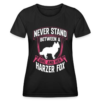 Mädchen und ihr Harzer Fuchs Altdeutscher Hütehund - Frauen Funktions-T-Shirt - Schwarz - Vorne - AI Model Female 172 light (172cm)