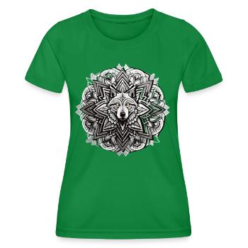Wolf Mandala Indianer Design - Frauen Funktions-T-Shirt - Kelly Green - Vorne - AI Model Female 172 dark (172cm)