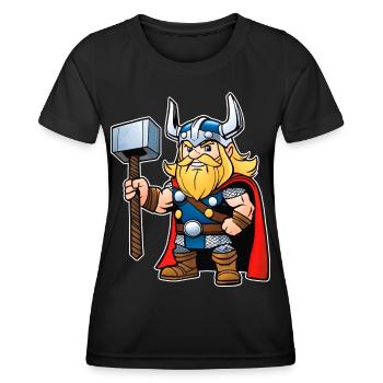 Niedlicher Thor im Comic Style - Frauen Funktions-T-Shirt - Schwarz - Vorne - AI Model Female 172 light (172cm)