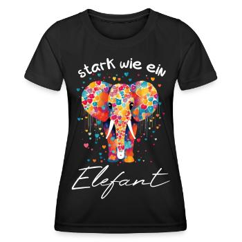 stark wie ein Elefant -Motivation Mut Kraft helfen - Frauen Funktions-T-Shirt - Schwarz - Vorne - AI Model Female 172 light (172cm)