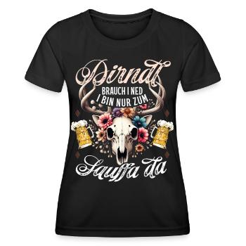 Trachtenshirt Damen Trachten T-Shirt Dirndl Ersatz - Frauen Funktions-T-Shirt - Schwarz - Vorne - AI Model Female 172 light (172cm)