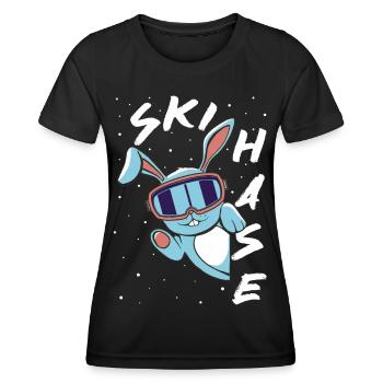 Skihase - Skifahren - Winterurlaub in den Bergen - Frauen Funktions-T-Shirt - Schwarz - Vorne - AI Model Female 172 light (172cm)