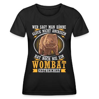 Wombat caressant le marsupial australien - T-shirt sport Femme - noir - Devant - AI Model Female 172 light (172cm)