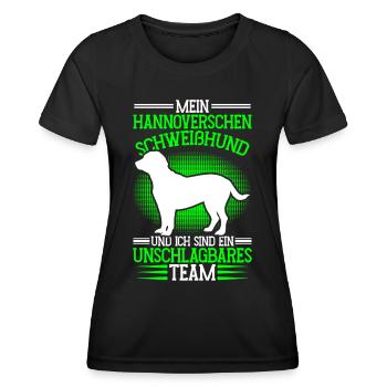 Le Sweathound hanovrien est imbattable - T-shirt sport Femme - noir - Devant - AI Model Female 172 light (172cm)