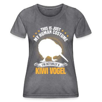 Kiwi Bird Just a Costume Snipe Bouquet - Women's Functional T-Shirt - dark melange  - Front - AI Model Female 172 light (172cm)