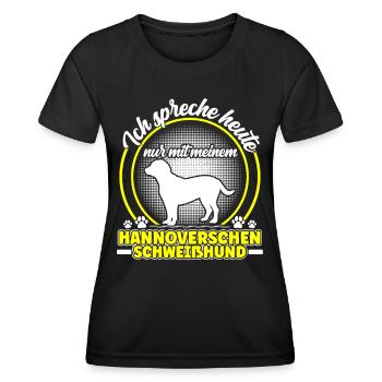 Ne parlez qu’au Lévrier hanovrien - T-shirt sport Femme - noir - Devant - AI Model Female 172 light (172cm)