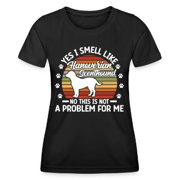 Je sens l’odeur d’un chien de chasse hanovrien - T-shirt sport Femme - noir - Devant - AI Model Female 172 light (172cm)